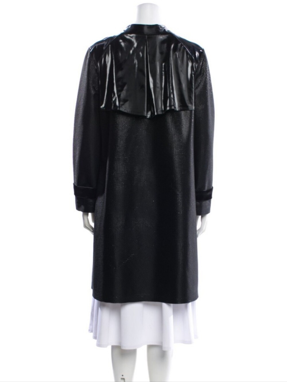 Mi Jong Lee Black Women's Long Coat with Cape Detail - Picture 3 of 3